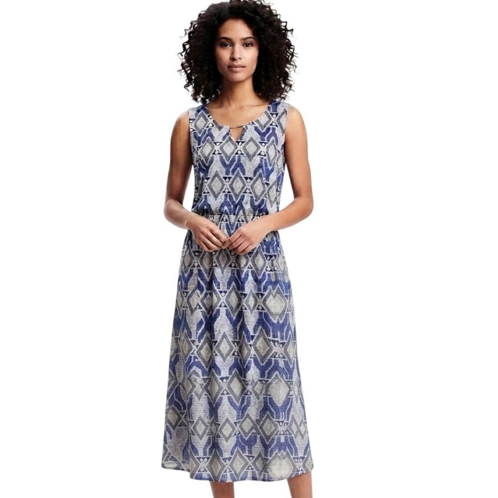 Naif Sleeveless Ikat Geometric Midi Dress Casual Summer Tribal Boho Medium